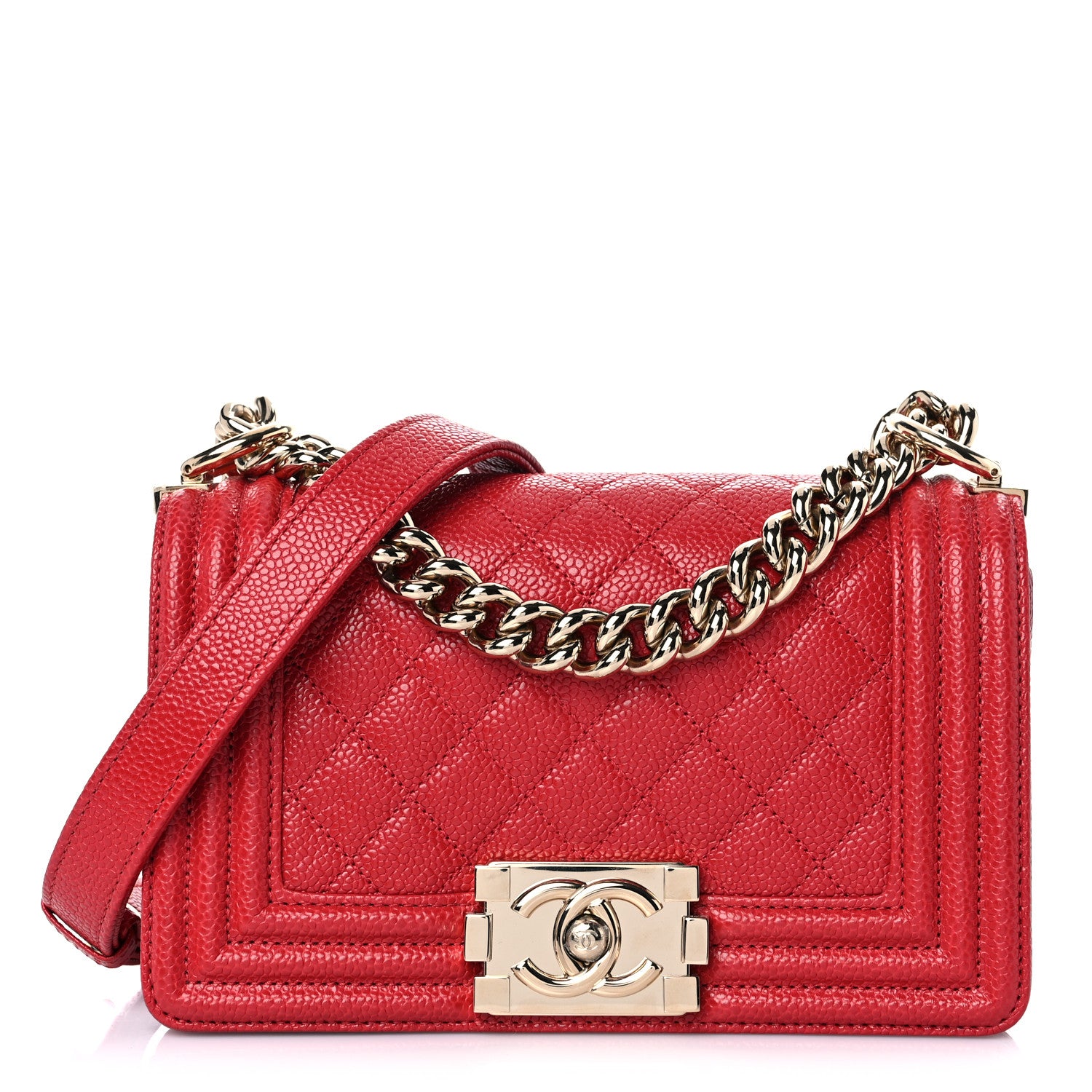 Chanel Caviar Quilted Small Boy Flap Red 1 of 11