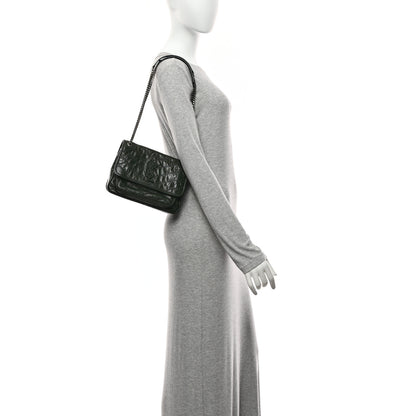 Saint Laurent Crinkled Calfskin Matelasse Monogram Baby Niki Chain Satchel Dark Green 2 of 10