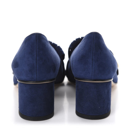 Gucci Kid Scamosciato GG Marmont Fringe 50mm Loafer Pumps 37 Blue Ink 5 of 10