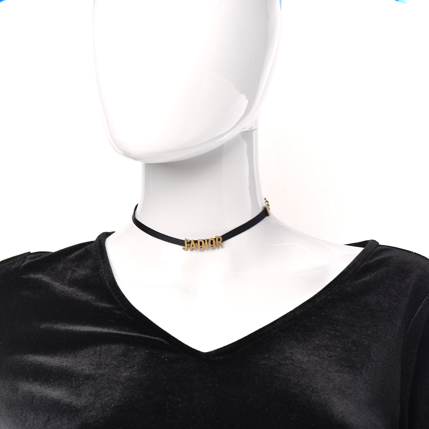 Christian Dior Grosgrain Ribbon J'Adior Logo Choker Necklace Black 2 of 4
