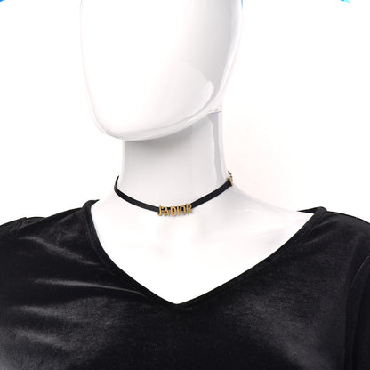 Christian Dior Grosgrain Ribbon J'Adior Logo Choker Necklace Black 2 of 4