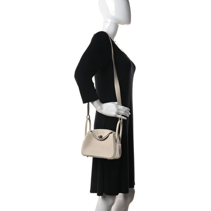 Hermes Taurillon Clemence Mini Lindy 20 Craie 2 of 11