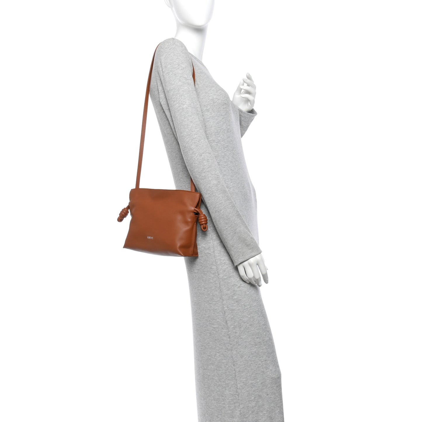 Calfskin Mini Flamenco Knot Clutch Squirrel