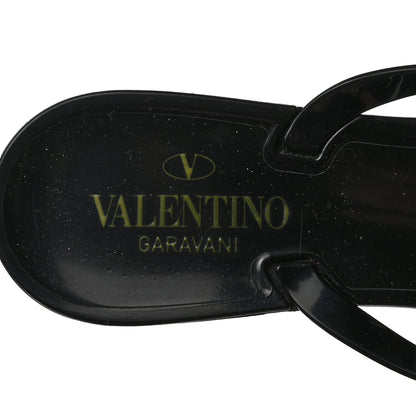 Valentino Garavani PVC Jelly Rose Thong Sandals 41 Black Beige 6 of 8
