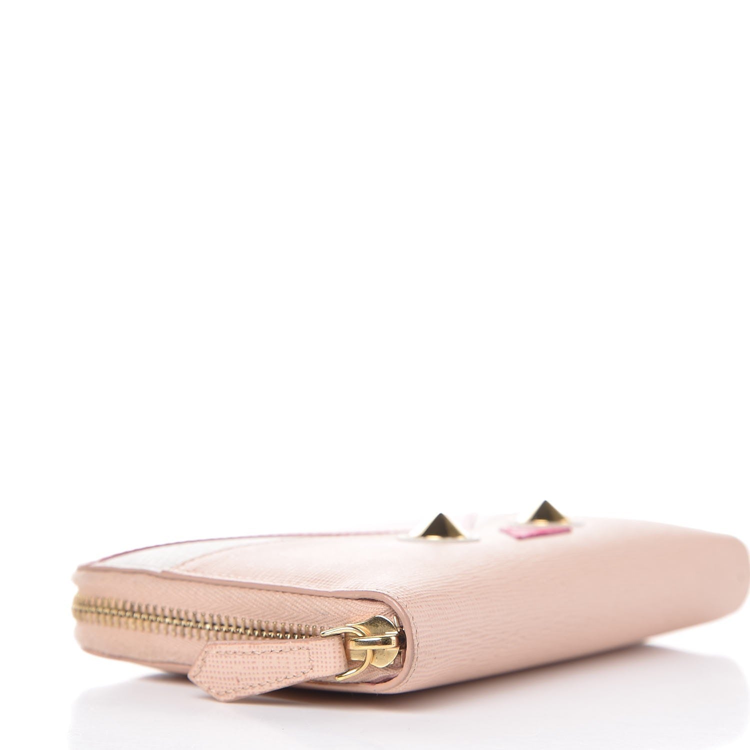 Fendi Vitello Elite QuTweet Studded Zip Around Wallet Pink 4 of 10