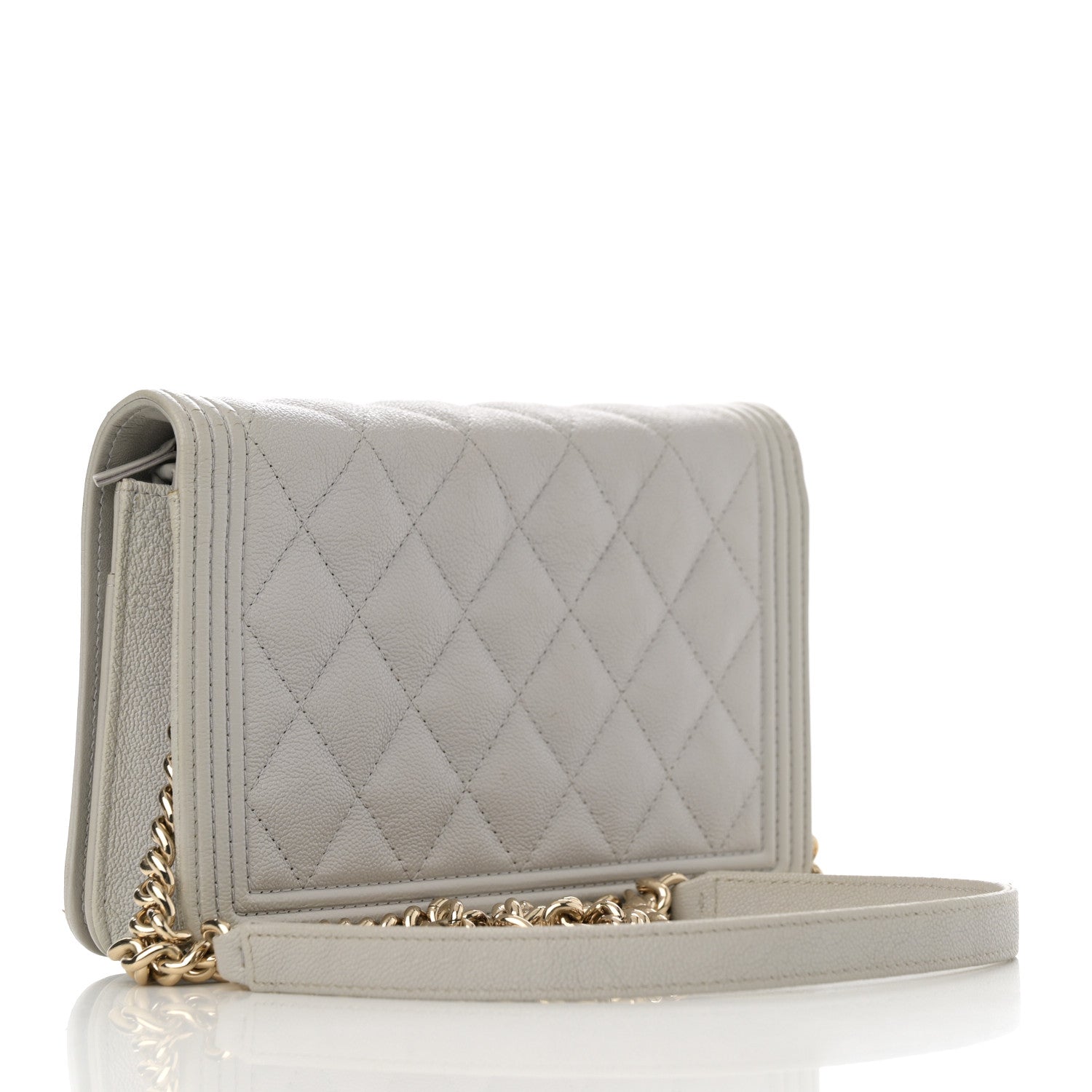 Chanel Caviar Quilted Boy Wallet On Chain WOC Grey 3 of 19