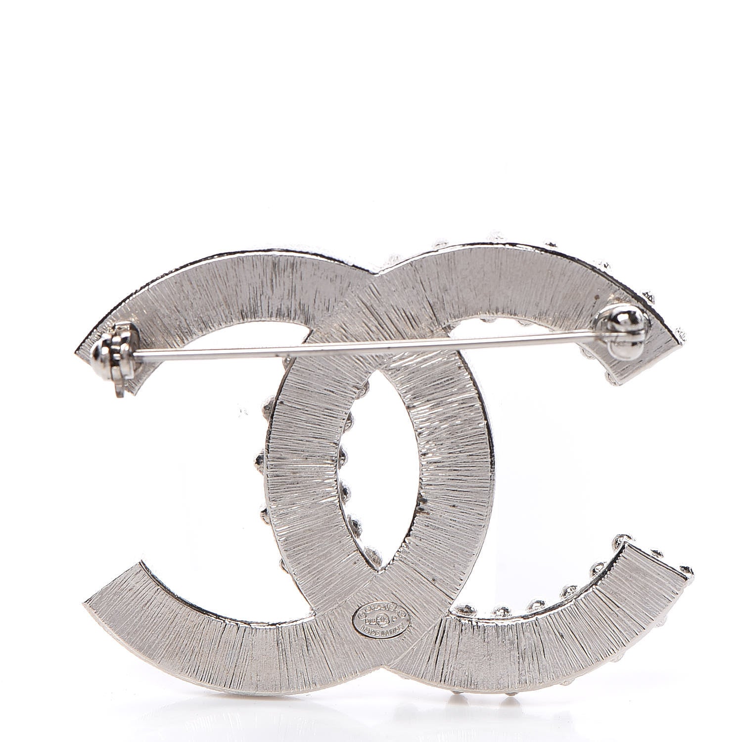 Chanel Crystal CC Brooch Silver 3 of 5
