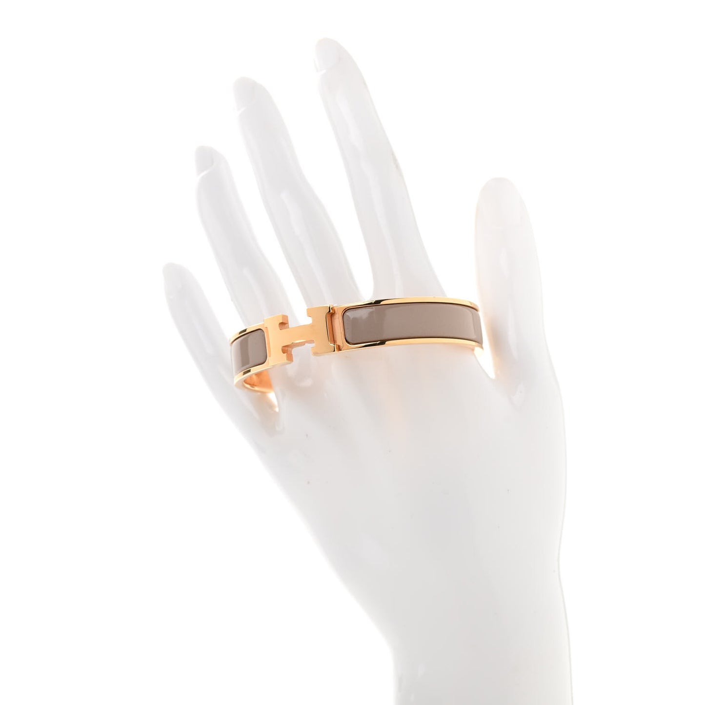 Enamel Narrow Clic Clac H Bracelet PM Marron Glace