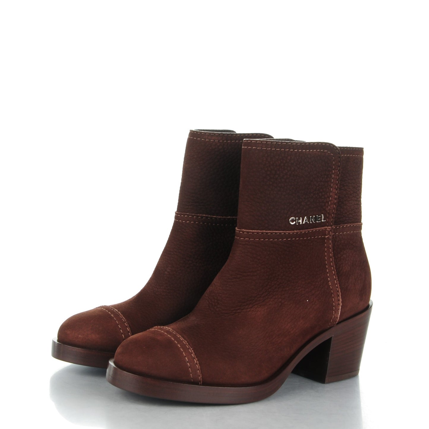 Suede Calfskin Short Boots 37 Brown