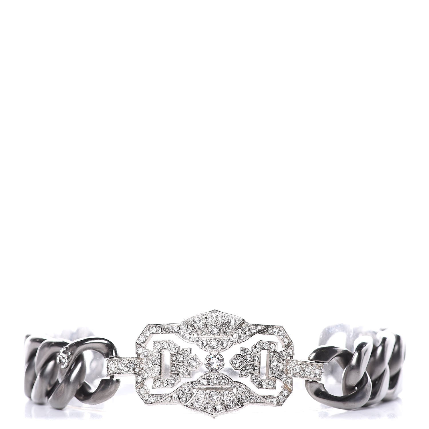 Chanel Crystal CC Chain Link Choker Dark Silver 1 of 5