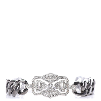 Chanel Crystal CC Chain Link Choker Dark Silver 1 of 5