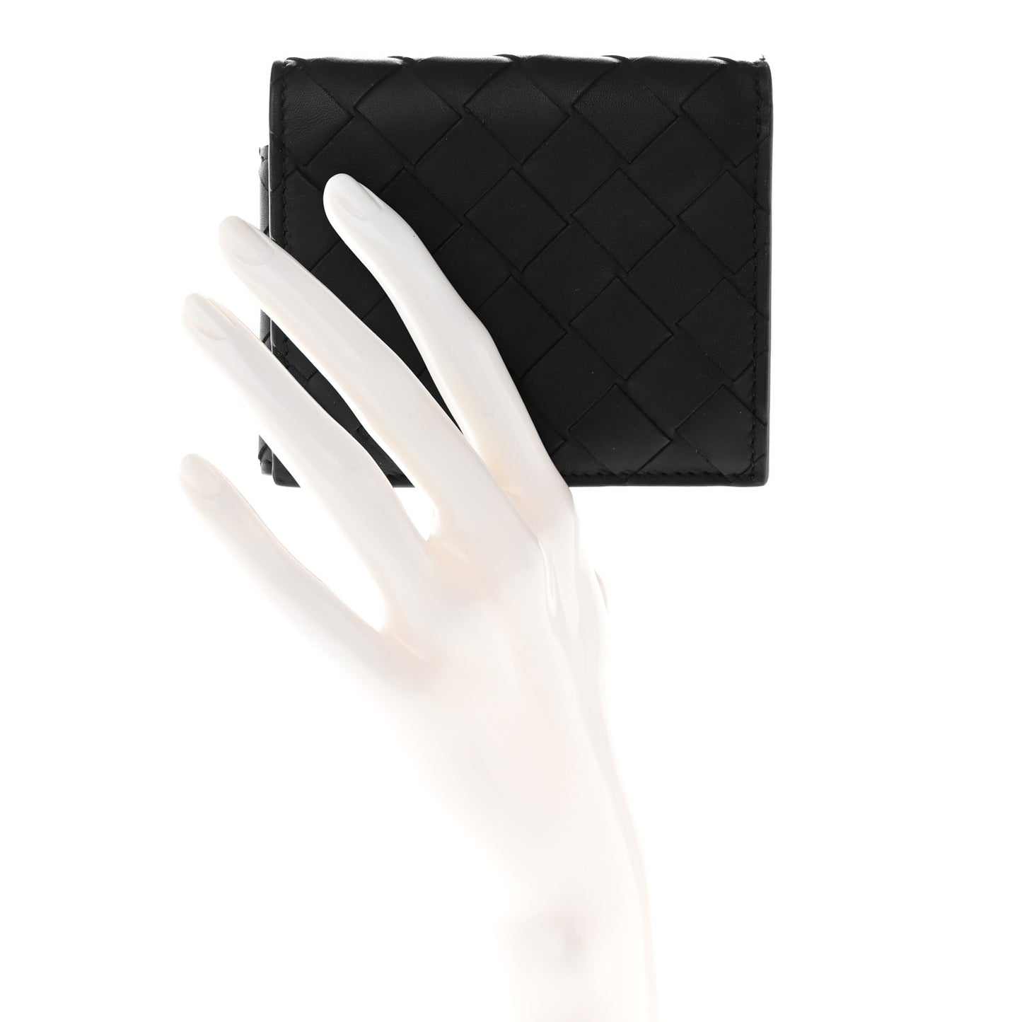 Nappa Maxi Intrecciato Tri-Fold Wallet Black