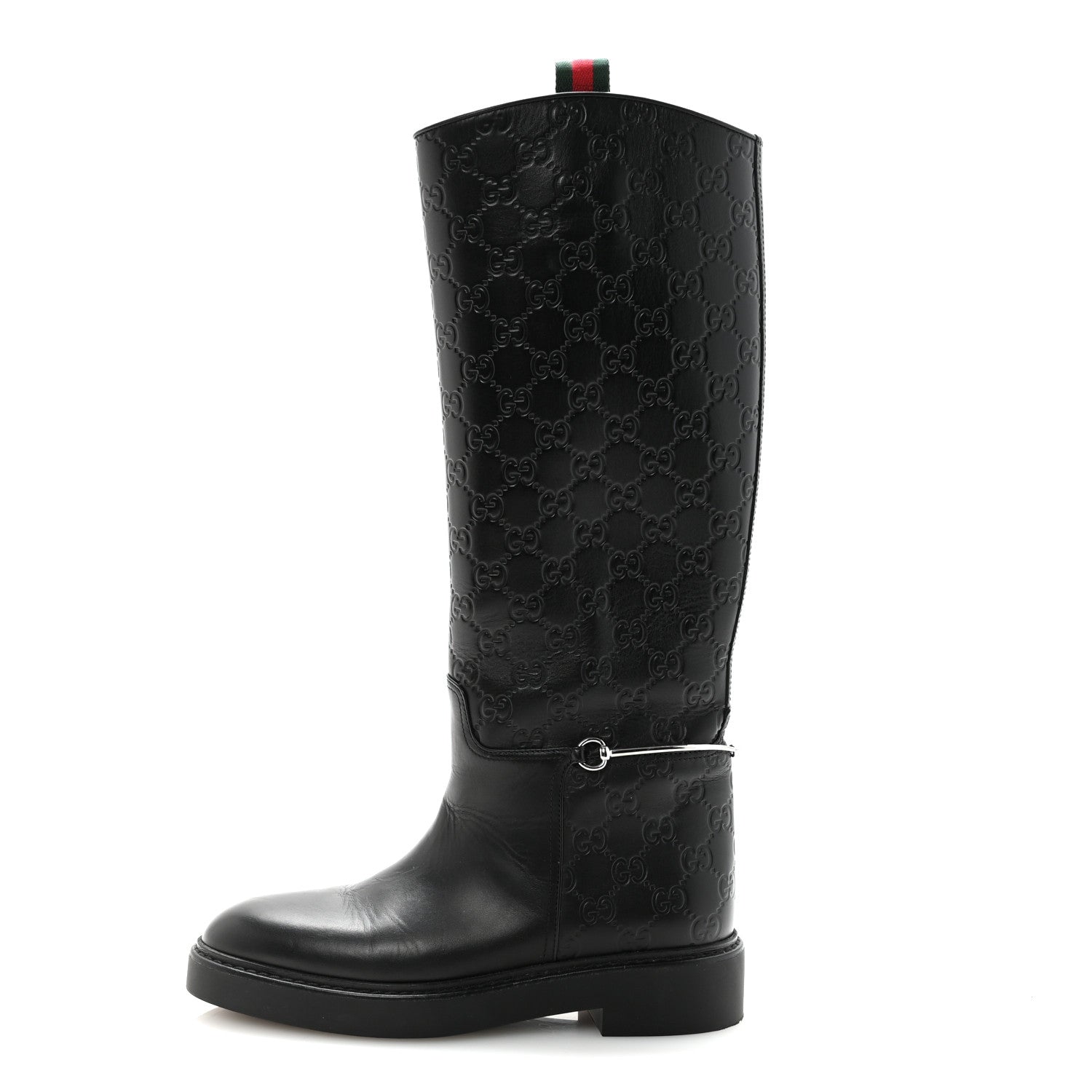 Gucci Guccissima Michelangelo Slim Horsebit Riding Boots 37 Black 1 of 14