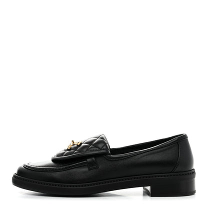 Chanel Lambskin Quilted CC Turnlock Loafers 39.5 Black 1 of 10
