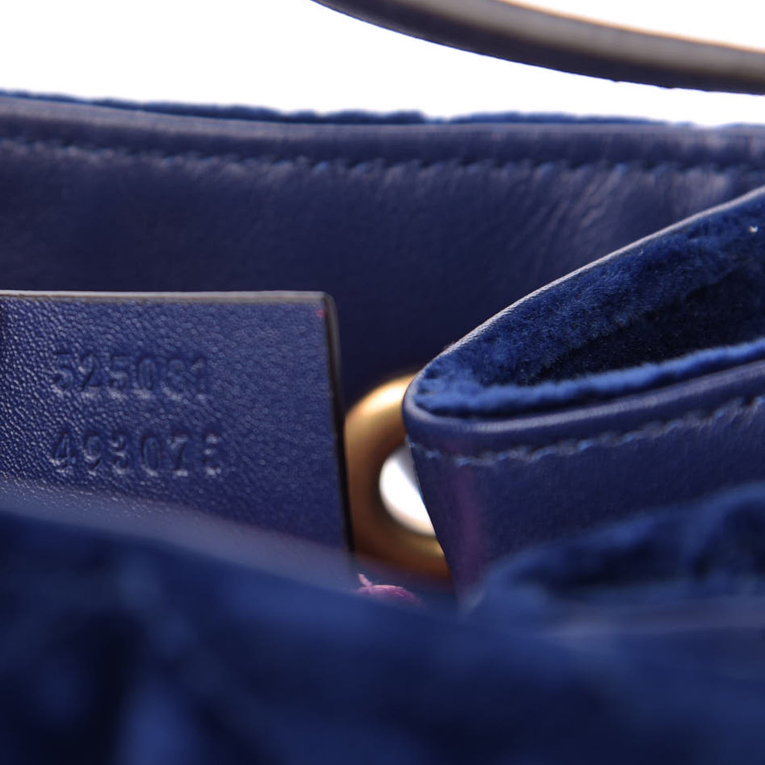 Gucci Velvet Matelasse GG Marmont Bucket Bag Cobalt Blue 9 of 9