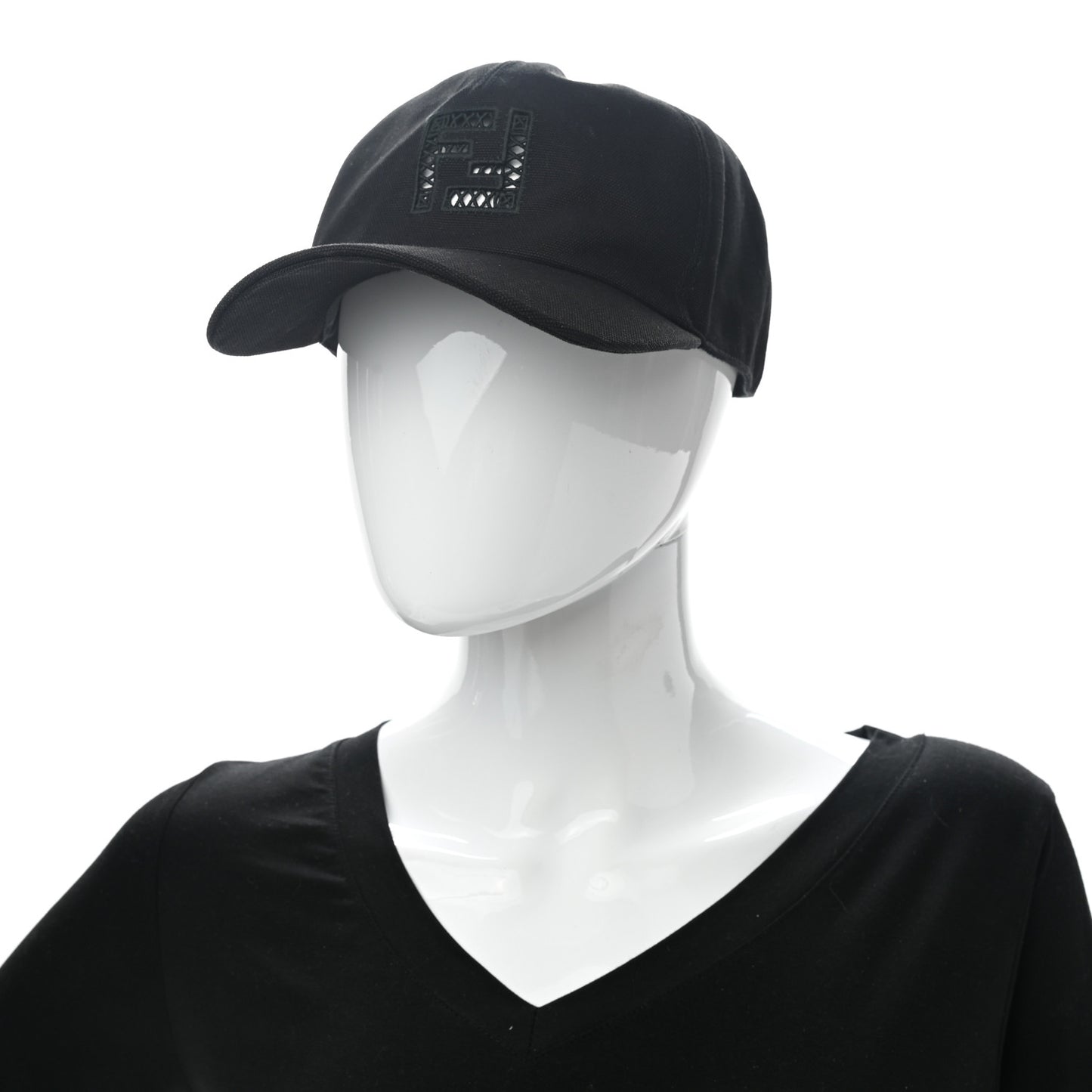 Cotton FF Ajour Embroidered Baseball Hat 58 Black