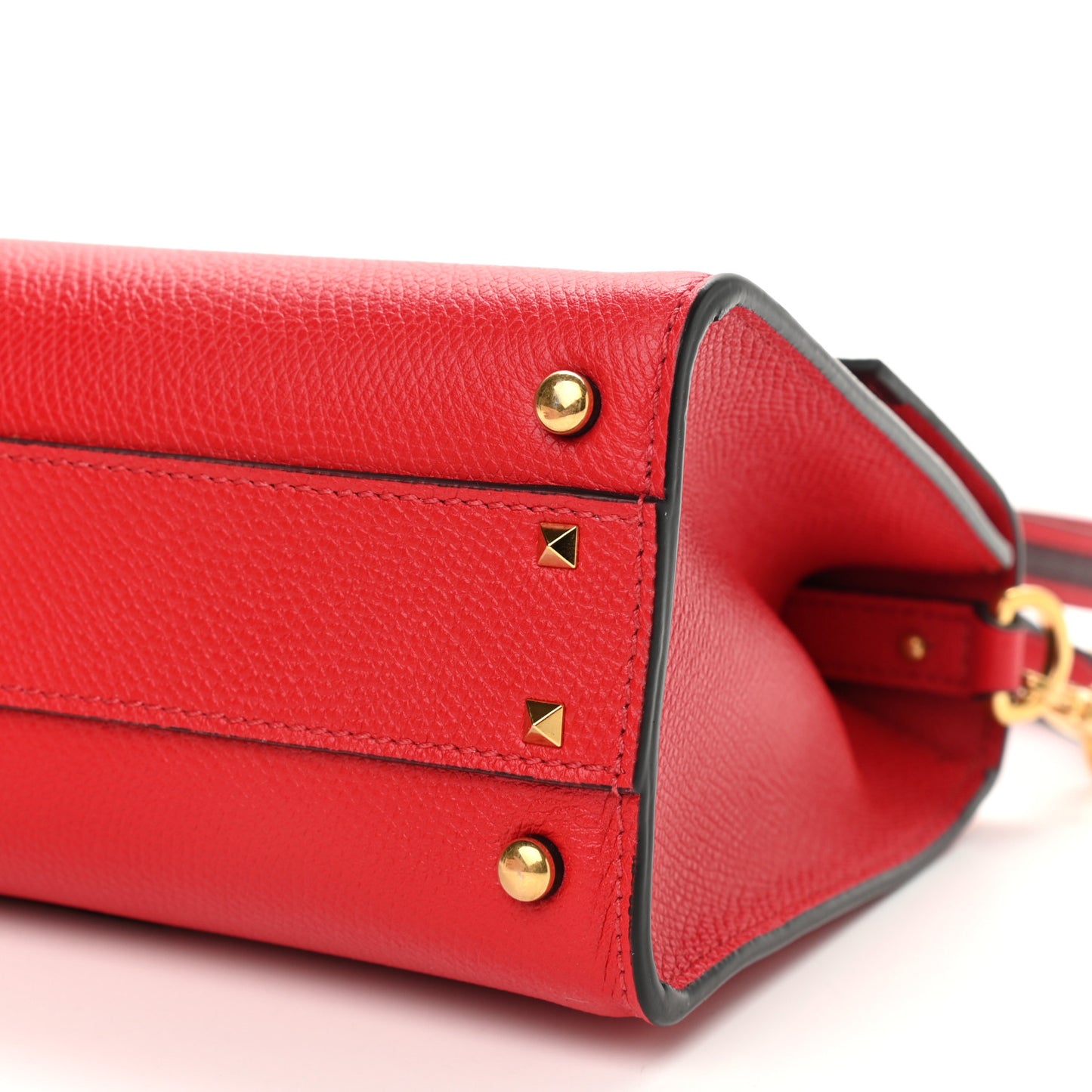 Grainy Calfskin Small VSling Top Handle Bag Rouge Pur Cerise