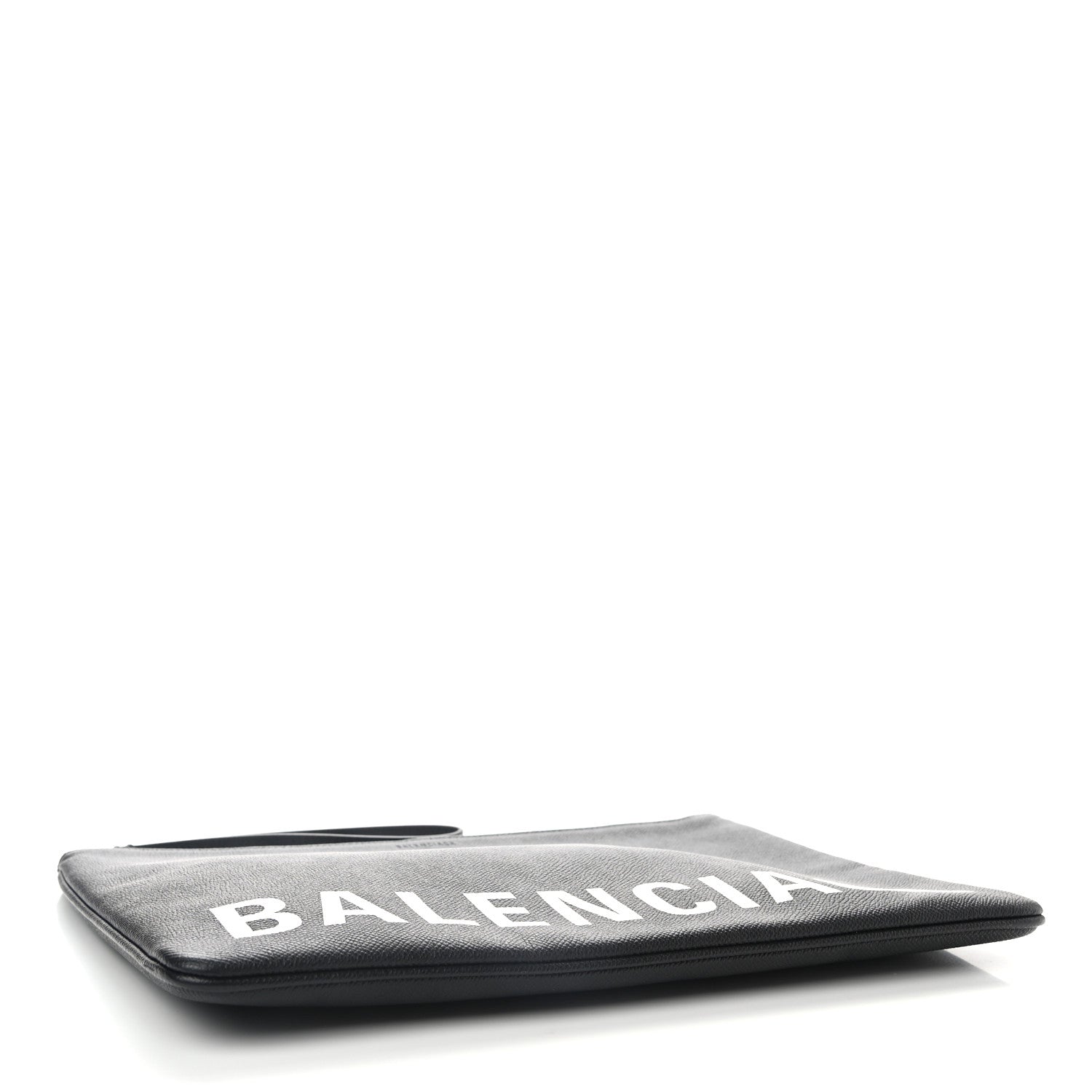Balenciaga Textured Calfskin Logo Large Cash Pouch With Handle Black White 4 of 6