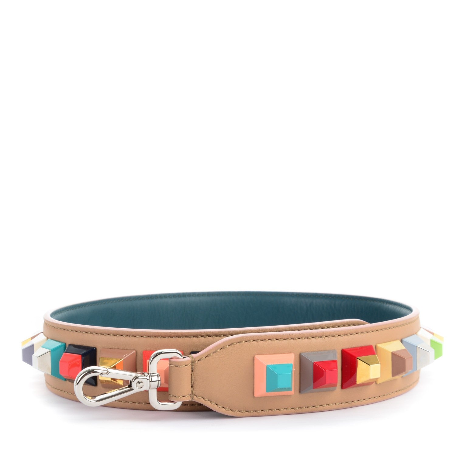 Fendi Vitello Dolce Plexiglass Bi-Color Studded Strap You Cuoio Oceano Multicolor 1 of 5