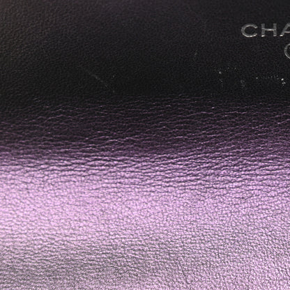 Chanel Metallic Lambskin Quilted Large Gusset Flap Wallet Purple 12 of 13