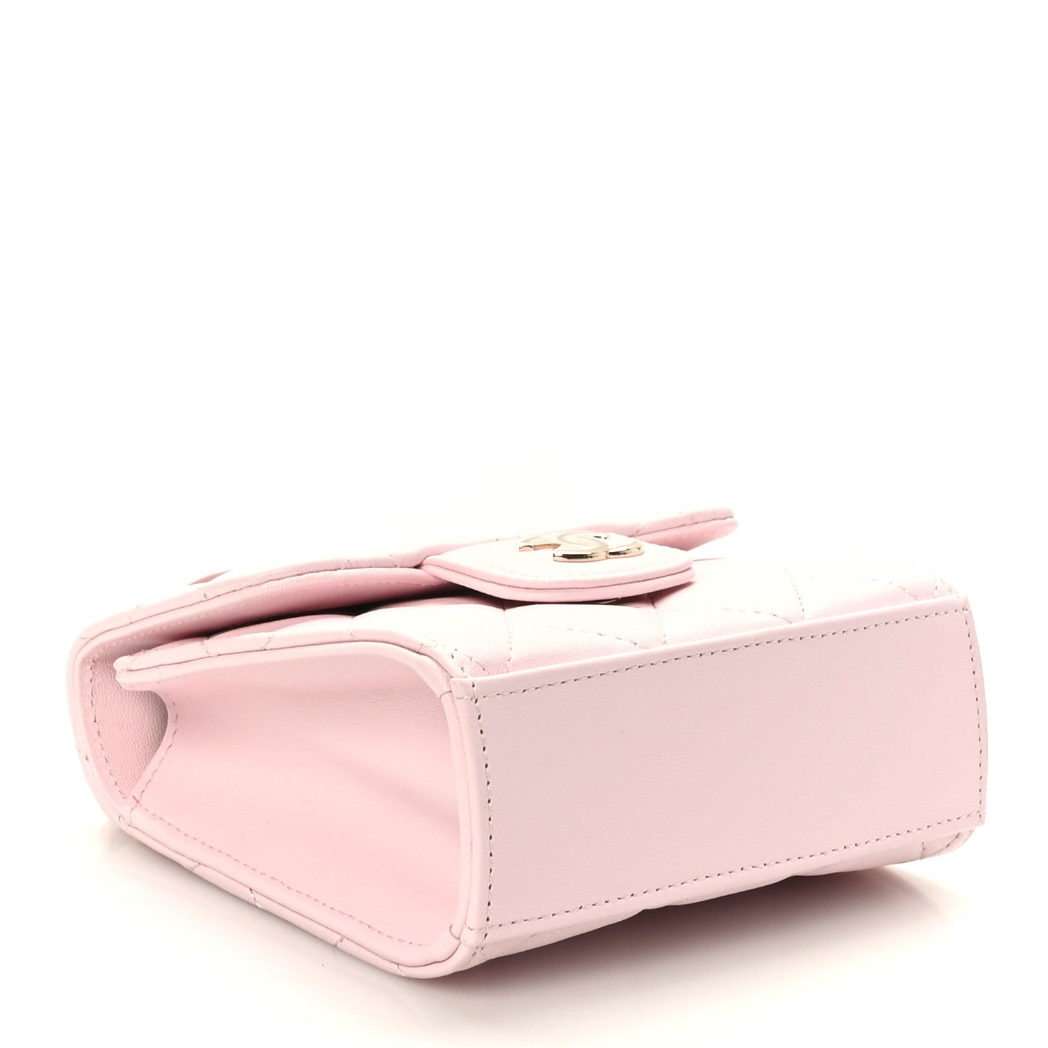 Chanel Lambskin Quilted Top Handle Clutch With Chain Light Pink 4 of 11
