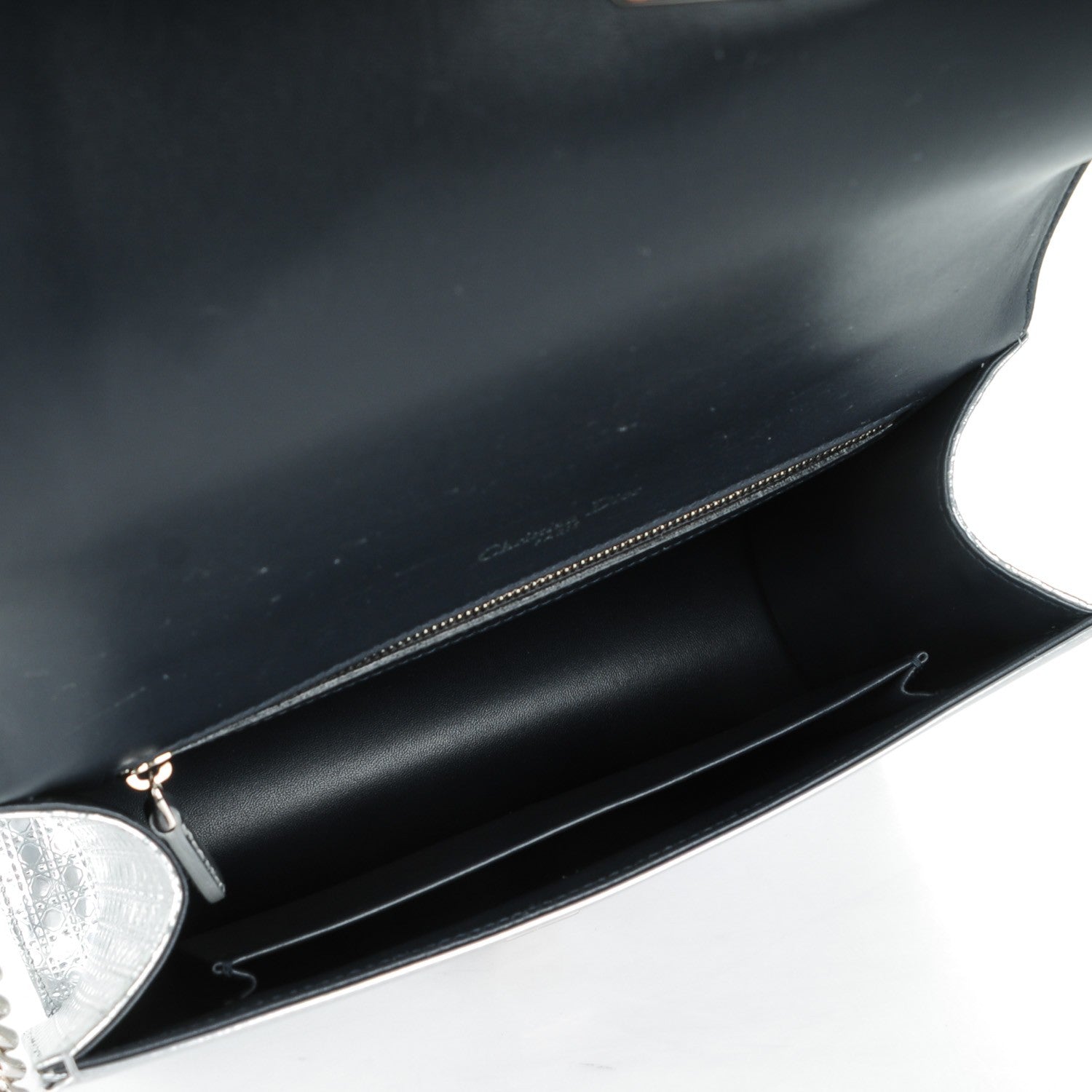 Christian Dior Metallic Patent Micro-Cannage Medium Diorama Flap Bag Silver 5 of 8