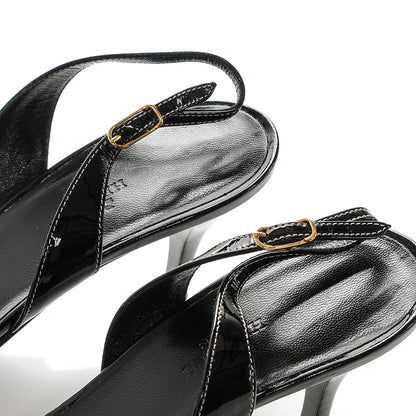 Hermes Patent Night 70 Slingback Sandals 38.5 Black 6 of 8
