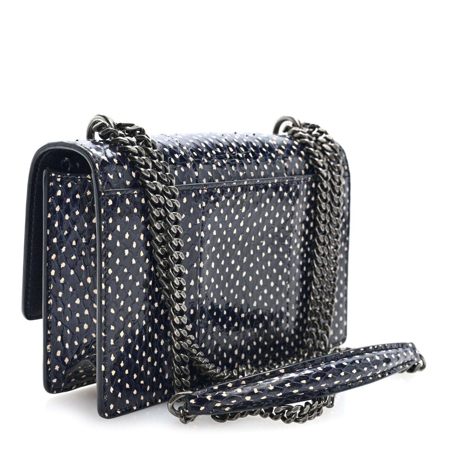 Elaphe Nappa Monogram Sunset Chain Wallet Black White