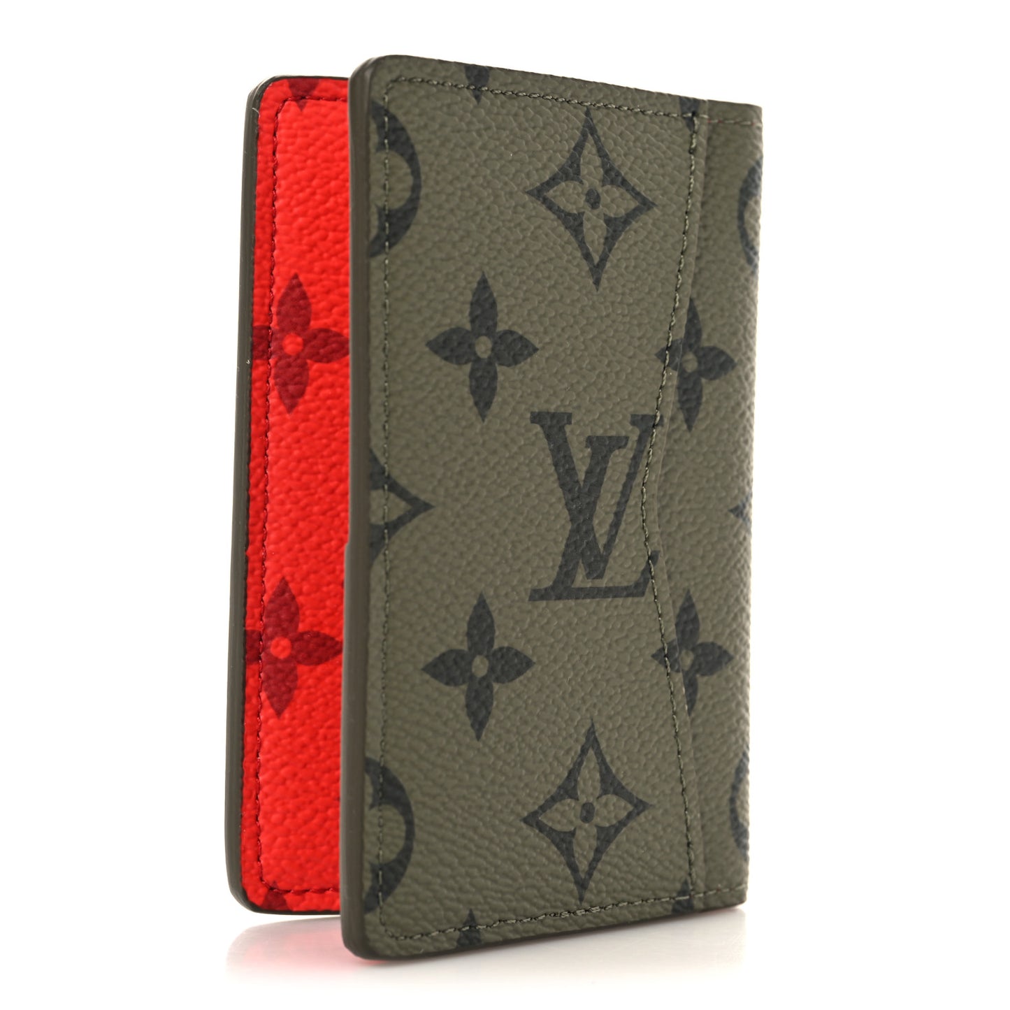 Monogram Pocket Organizer NM Khaki Green Vermillion Red