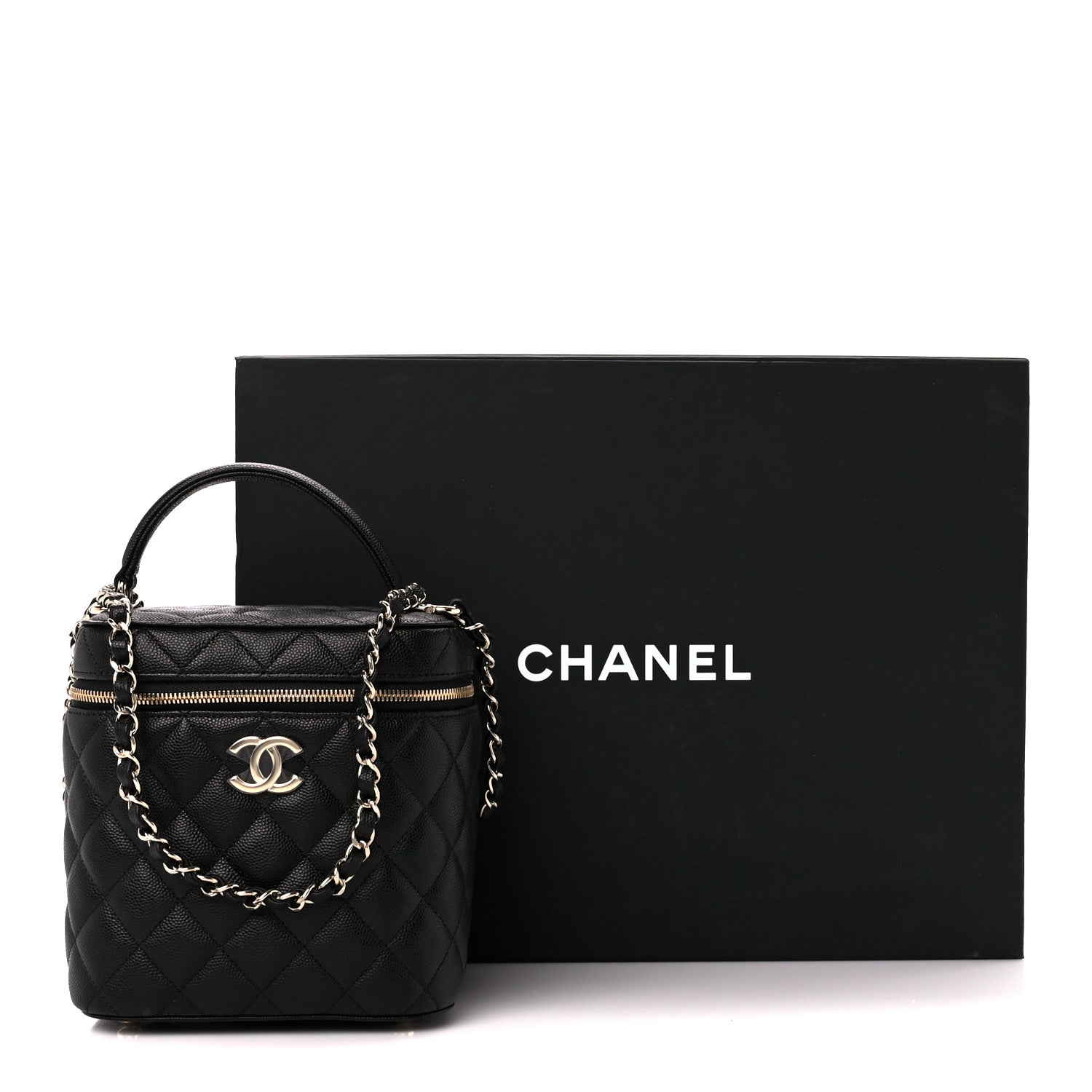 Chanel Caviar Quilted Small Top Handle Vanity Case With Chain Black 12 of 12