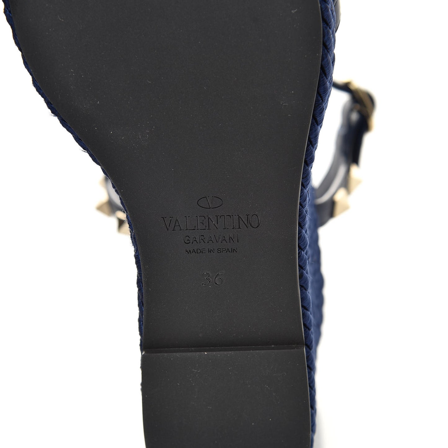 Calfskin Rockstud Torchon Espadrille 25/115mm Wedge Sandals 36 Pure Blue