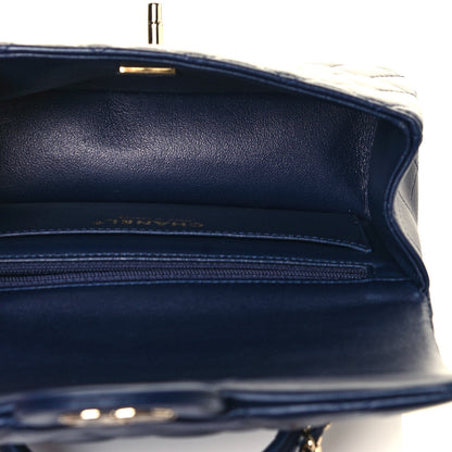 Chanel Lambskin Quilted Mini Top Handle Rectangular Flap Navy Blue 5 of 12