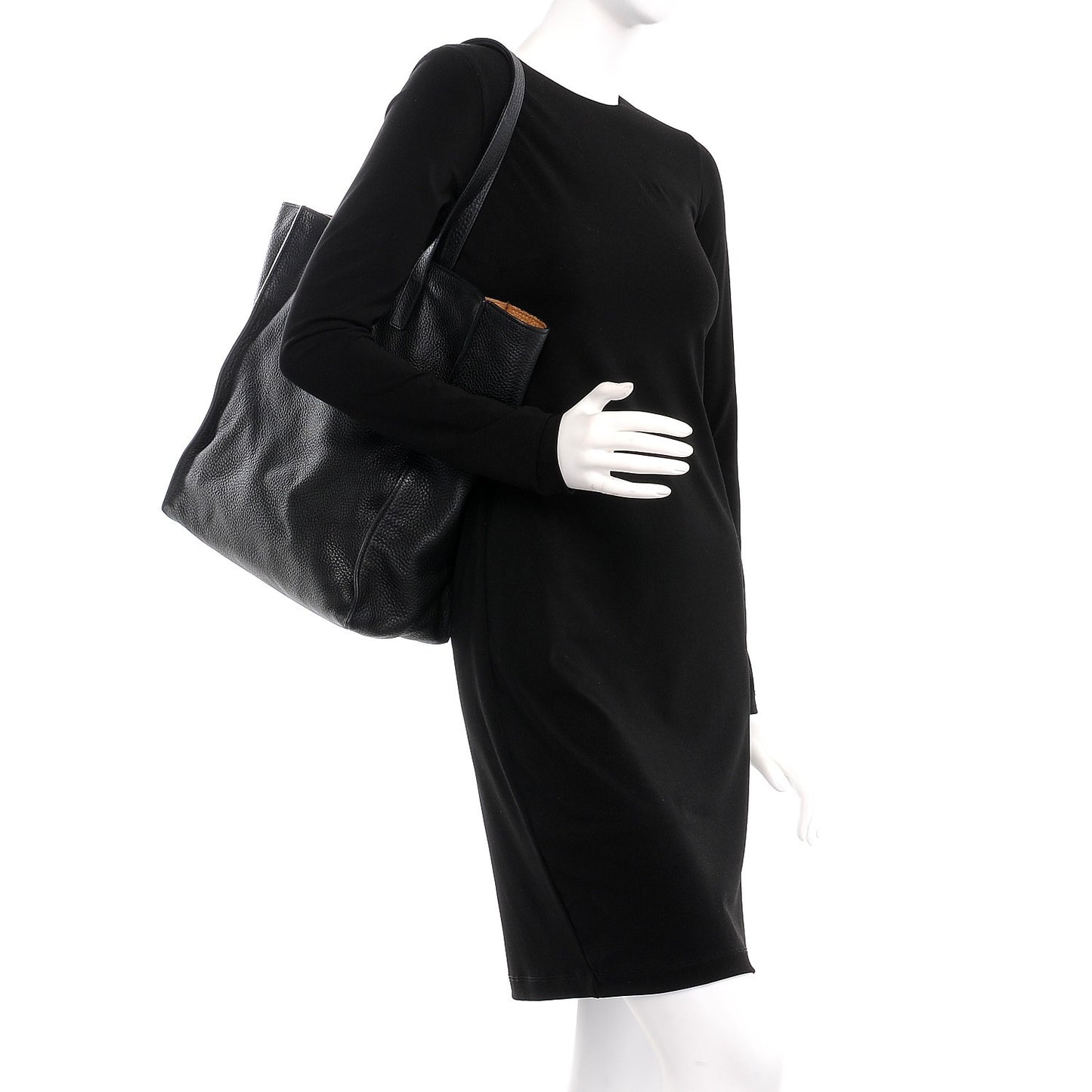 Vitello Daino Tote Nero Black Caramel