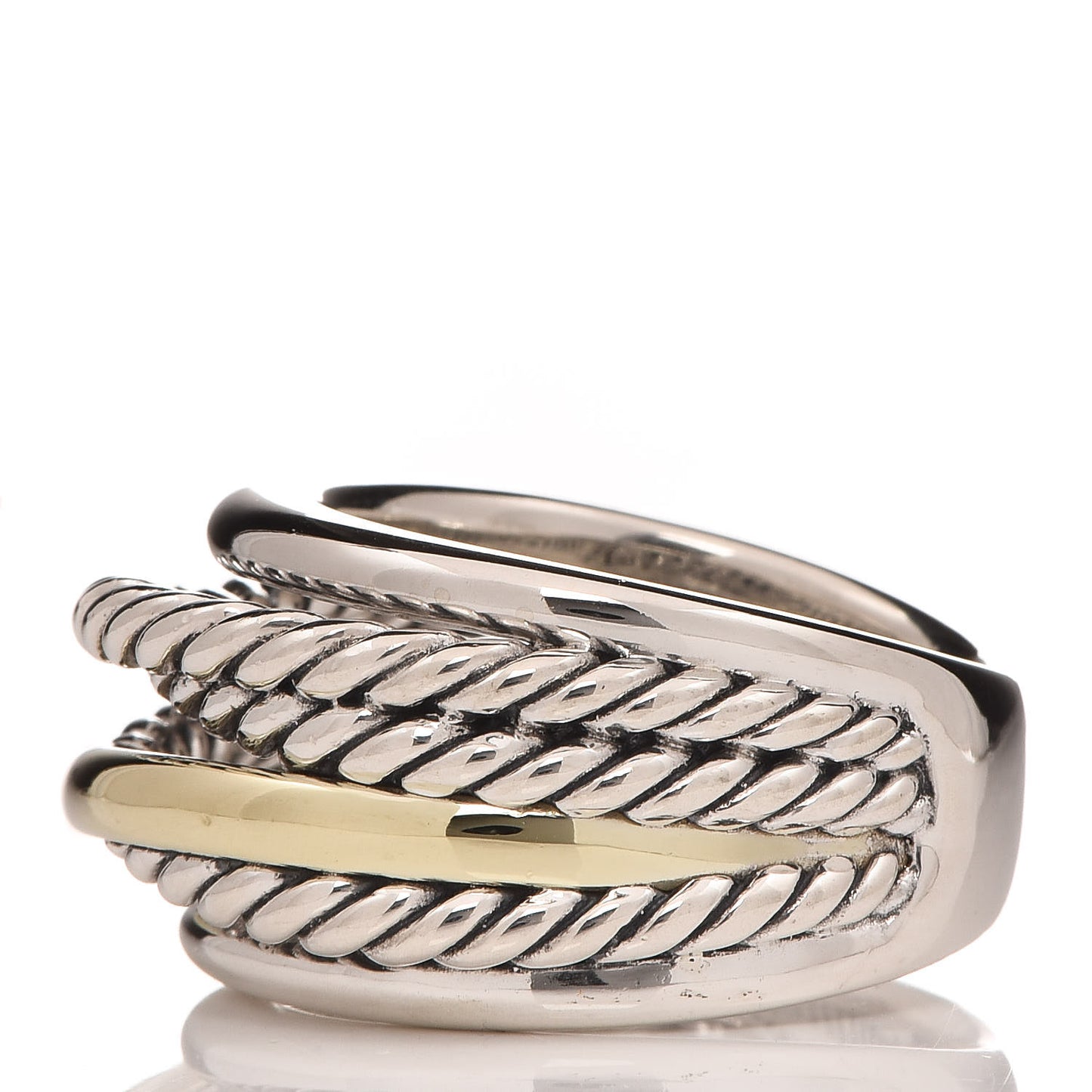 Sterling Silver 14K Yellow Gold Narrow Crossover Ring 57 8
