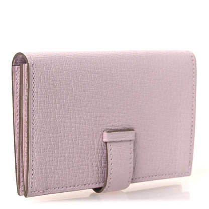 Hermes Chevre Mysore Bearn Card Holder Wallet Mauve Pale 3 of 9