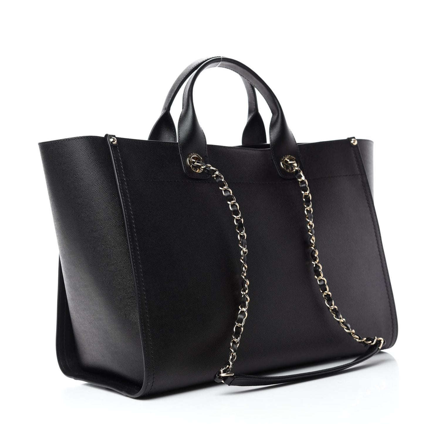 Caviar Medium Studded Deauville Tote Black