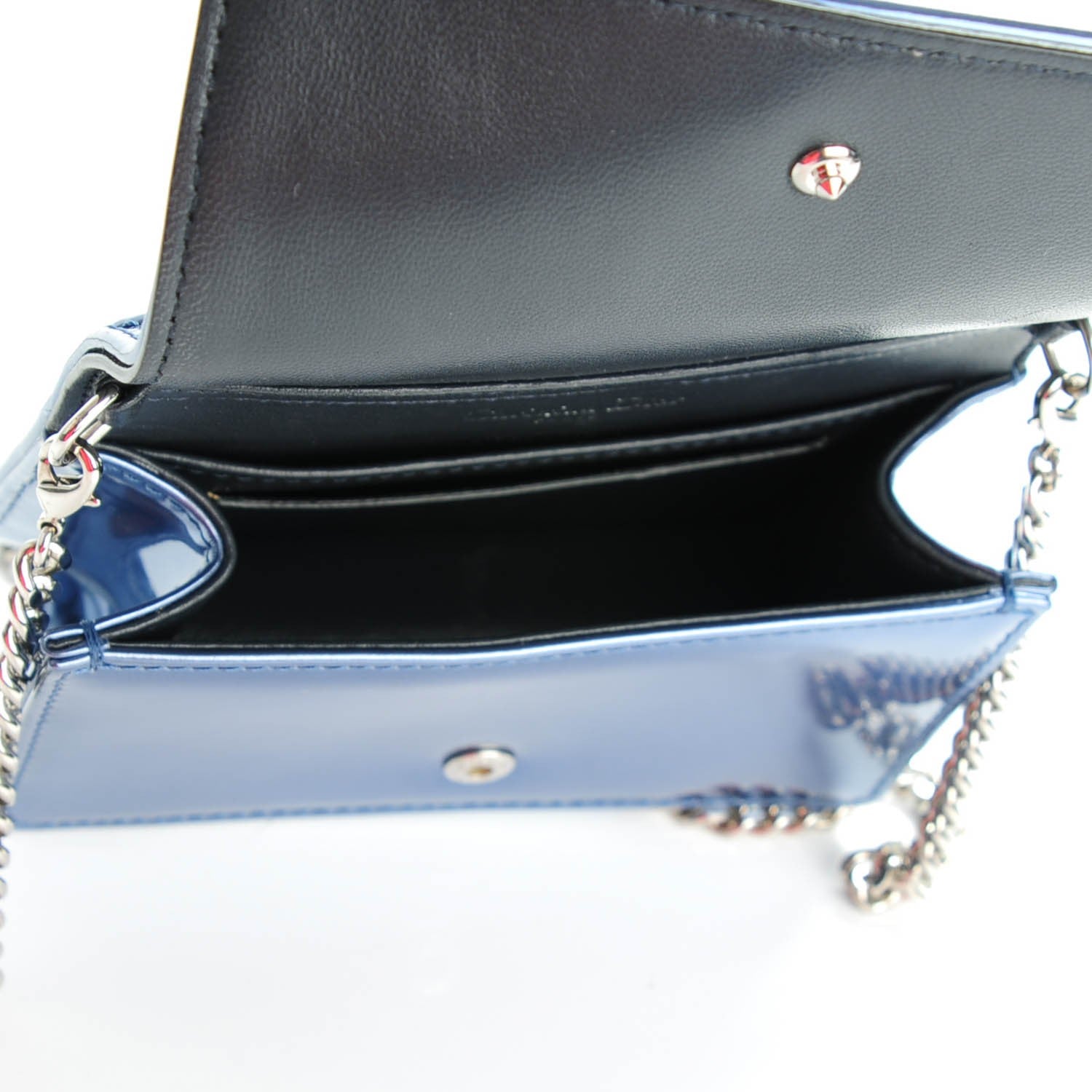 Christian Dior Metallic Patent Micro-Cannage Baby Diorama Flap Bag Blue 5 of 7