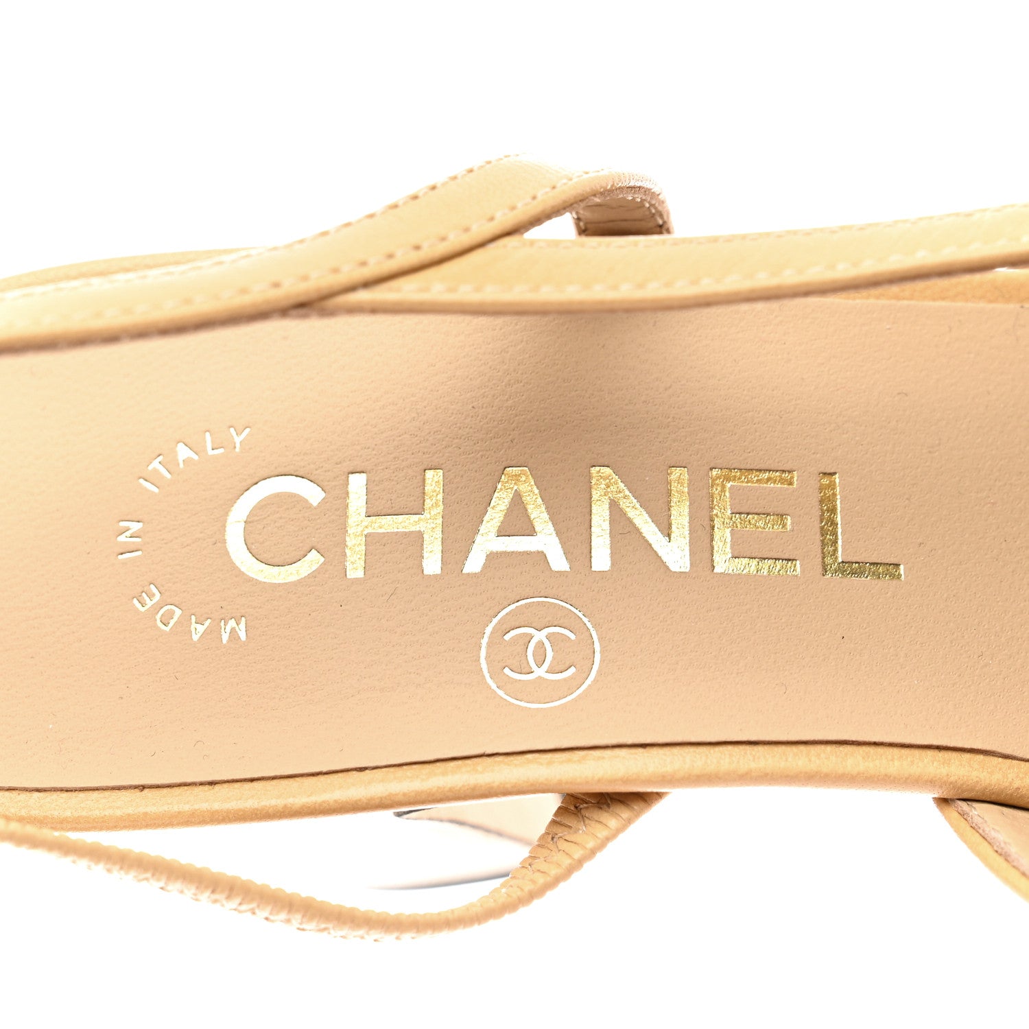 Chanel Goatskin Grosgrain Cap Toe CC Slingback Pumps 36 Beige Black 7 of 8