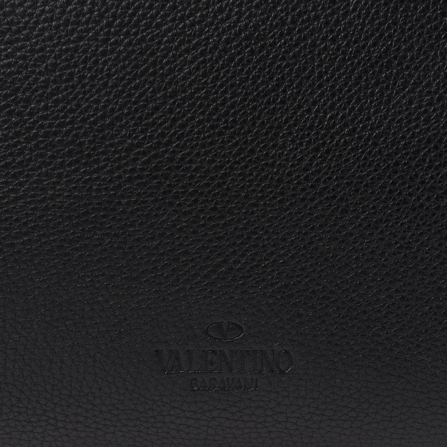 Grained Calfskin Rockstud Shoulder Tote Black