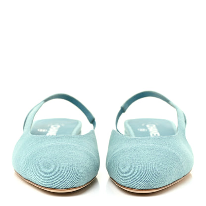 Chanel Denim Cap Toe CC Slingback Flats 39 Blue 2 of 11
