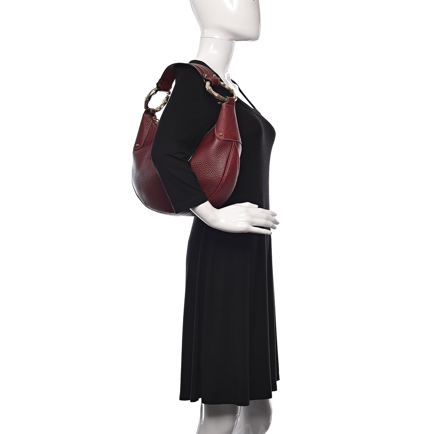 Calfskin Bamboo Ring Hobo Aubergine