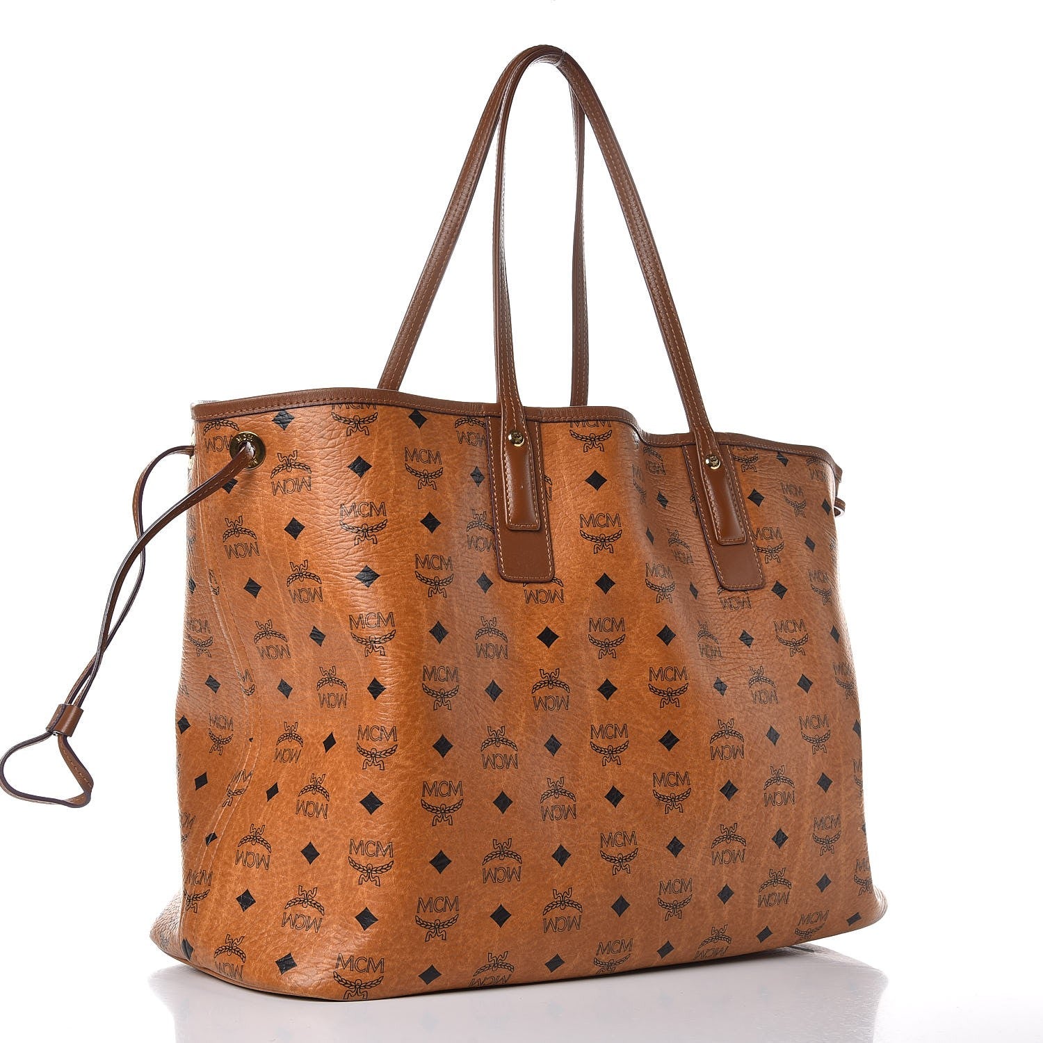 MCM Visetos Large Liz Reversible Shopper Tote Cognac 4 of 20