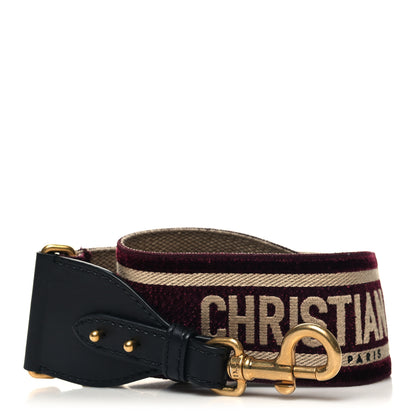 Christian Dior Canvas Velvet Embroidered Shoulder Strap Bordeaux 1 of 4