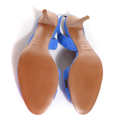 Hermes Suede Goatskin Night 70 Slingback Sandals 40 Bleu Electrique 5 of 7