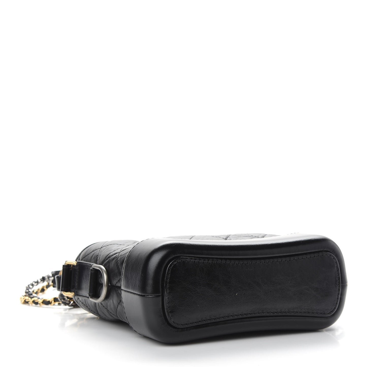 Aged Calfskin Quilted Small Gabrielle Logo Hobo Black