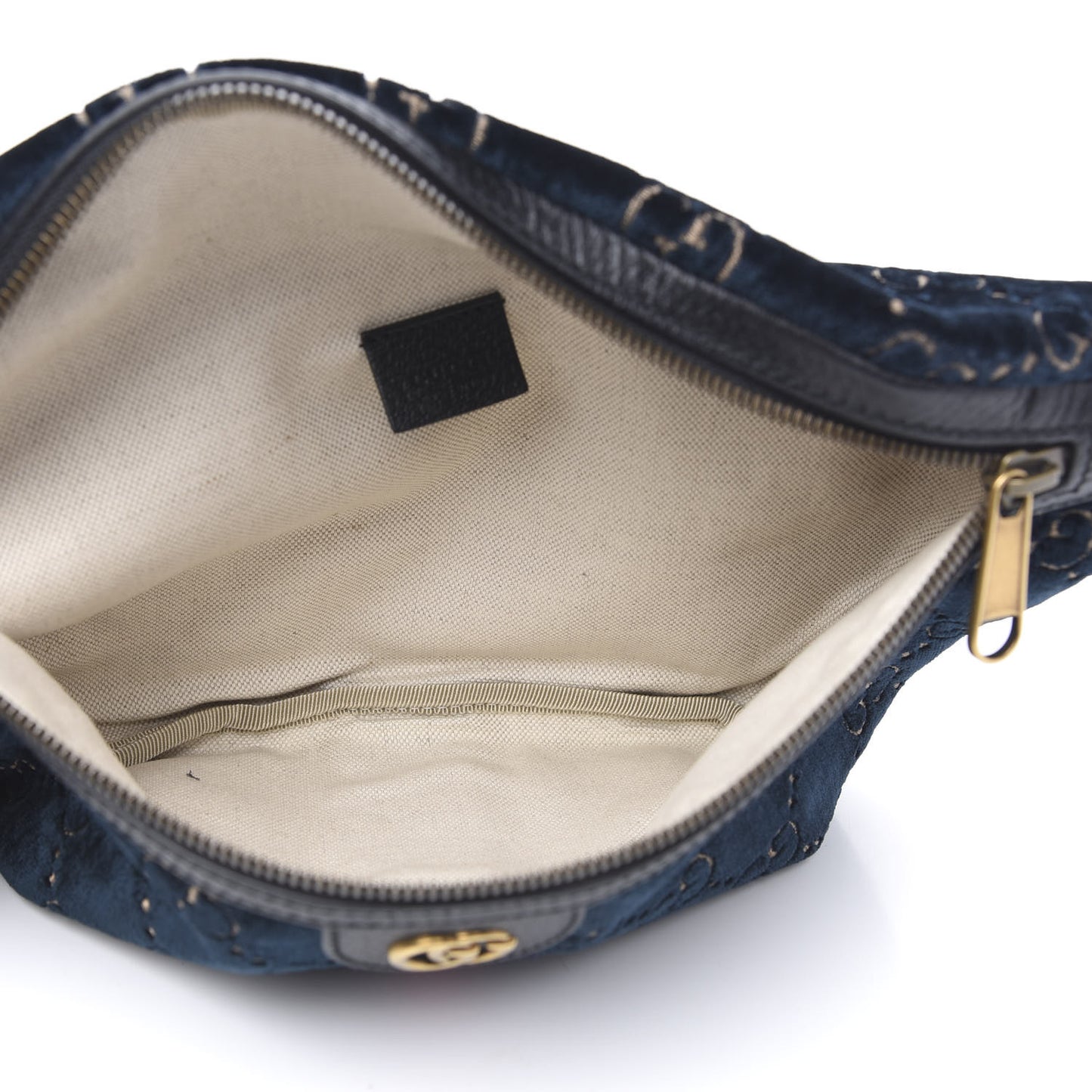 Velvet GG Monogram Web Belt Bag Blue Beige