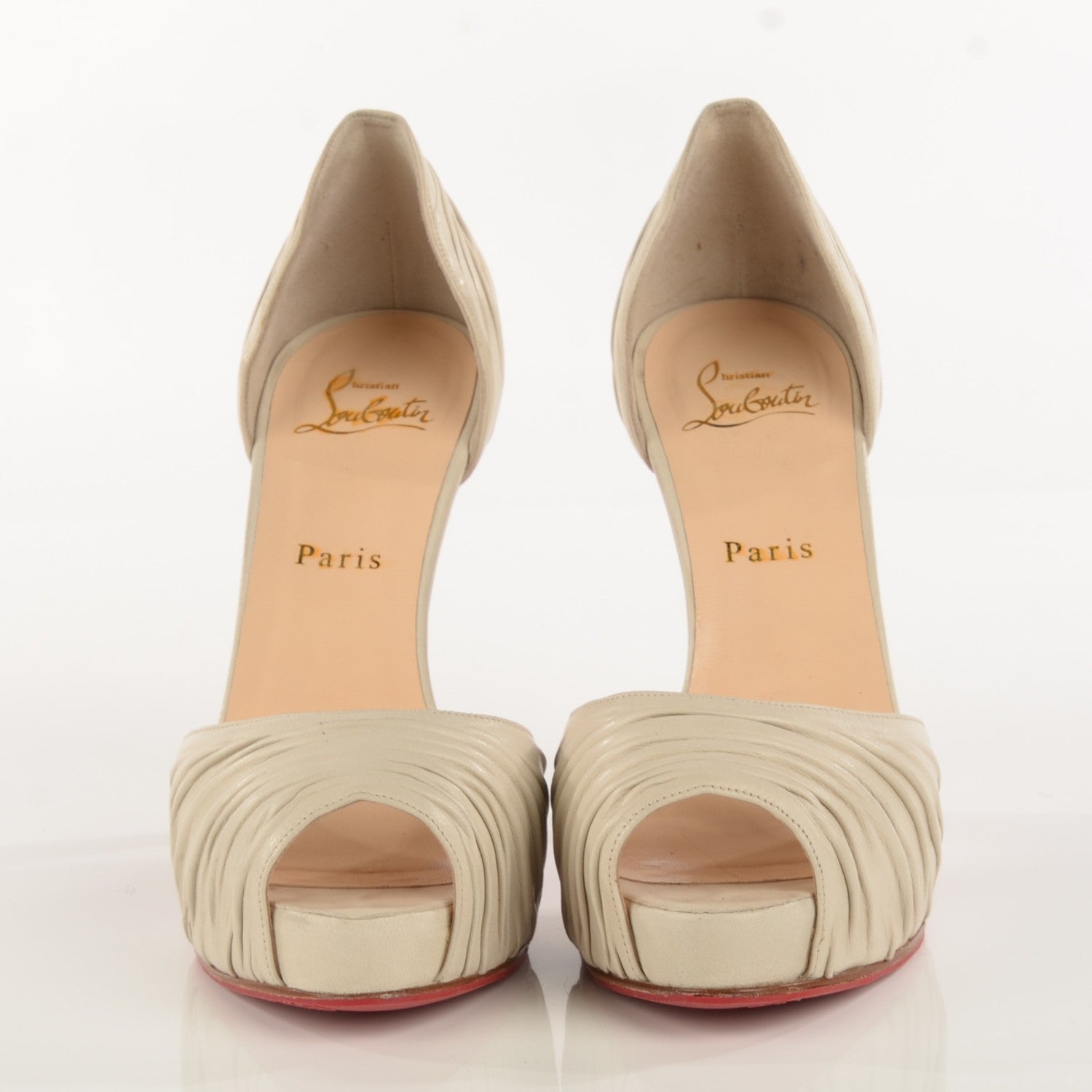 Christian Louboutin Nappa Leather Turbella 120 Platform Pumps 38.5 Ciment 2 of 7