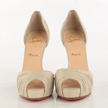 Christian Louboutin Nappa Leather Turbella 120 Platform Pumps 38.5 Ciment 2 of 7