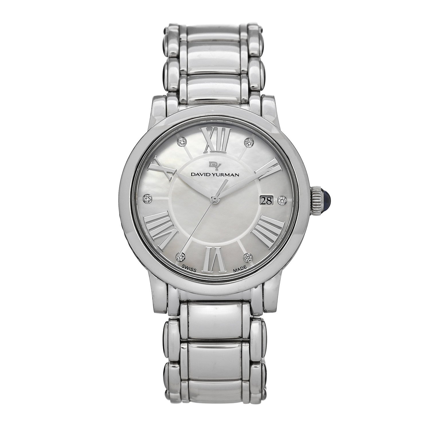 David Yurman Stainless Steel Diamond Mother of Pearl 38mm Classic Quartz Watch 1 of 4