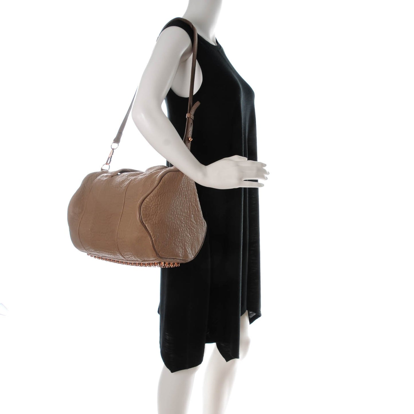 Pebbled Lambskin Rocco Latte Rose Gold Hardware